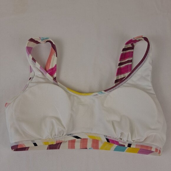 Cupshe Size Med Striped Bikini Pull On Style Cropped Top White Yellow Purple NWT - Picture 7 of 16